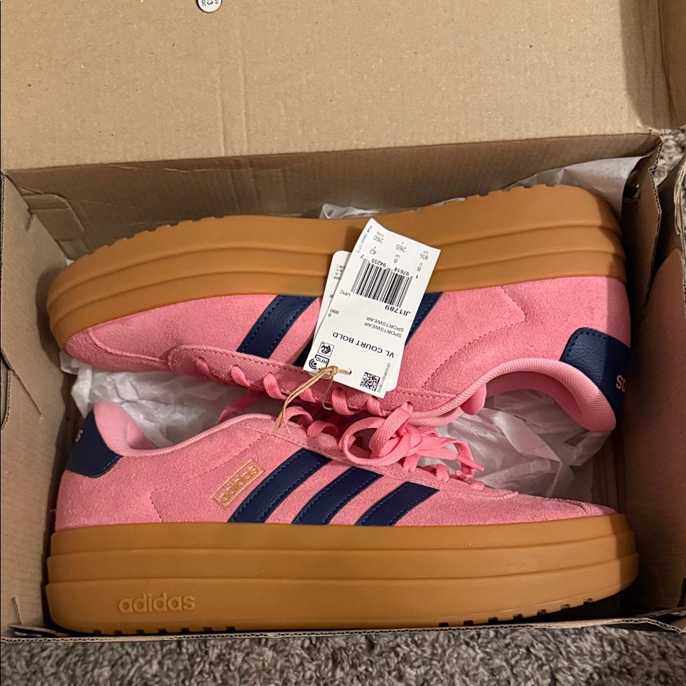 Adidas Women's Pink and Blue Sneakers - Picture 7 of 7